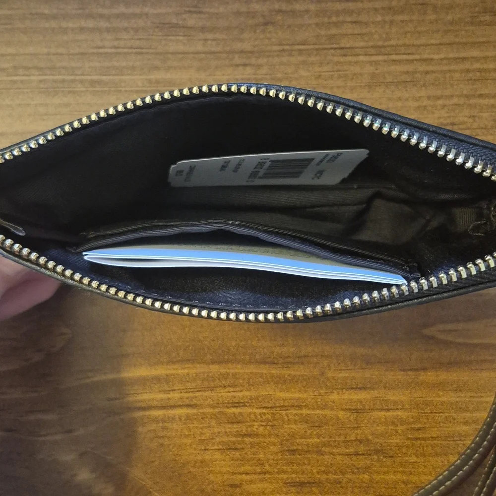 Coach Tan and Brown Signature Wristlet